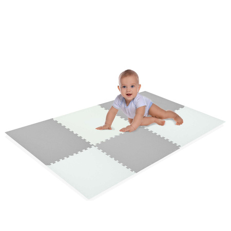 Mata piankowa podłogowa Humbi 180x120 Duże puzzle piankowe wodoodporne bezpieczne 6 szt. biały, szary