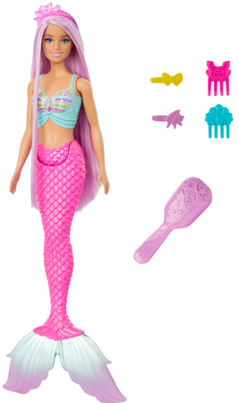 Lalka Barbie Syrenka z różowym ogonem i akcesoriami