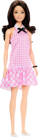 OUTLET Lalka Barbie Fashionistas w różowej sukience w kratkę #224 USZKODZONE OPAKOWANIE