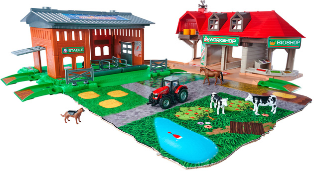 Zestaw Duża farma zagroda ze zwierzętami + traktor i akcesoria