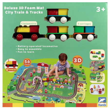 Mata Piankowa Deluxe 3D z Pociągiem na Baterie i Torami – Zestaw Edukacyjny Miasto 56 Elementów 3W1