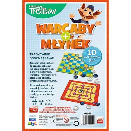 Gra Trefliki Warcaby + Młynek zestaw gier 01920 Trefl