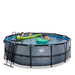 Basen ogrodowy okrągły 427x122 cm z pompą piaskową, drabinką i zadaszeniem szary