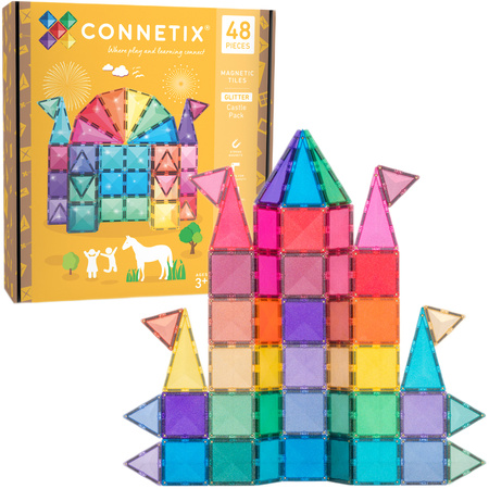 CONNETIX Glitter Castle Pack Kreatywne klocki magnetyczne z brokatem 48 elementów