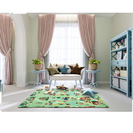 Dwustronna Składana Mata Edukacyjna z pianki XPE Podłogowa Bezpieczna 120x180 polski alfabet wieś