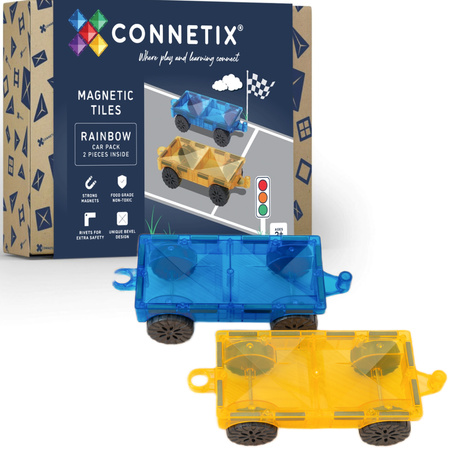 CONNETIX Rainbow Car Pack Kreatywne klocki magnetyczne 2 pojazdy