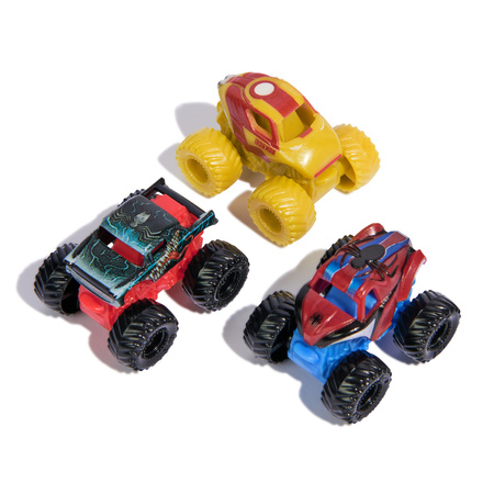 Monster Jam zestaw 3 auta Mini Jams Marvel Iron Man Venom Spiderman