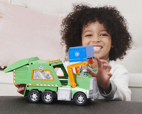 Psi Patrol Duża Śmieciarka Rocky Pojazd Do Recyklingu 38 cm+ Figurka