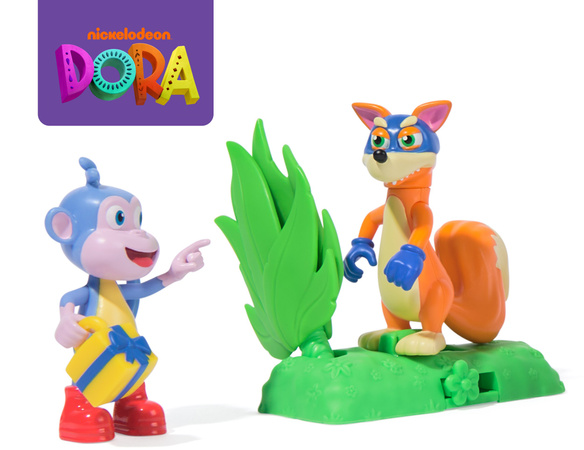 Dora Poznaje Świat Zestaw Swipe & Surprise 2 Figurki Rabuś i Butek + Akcesoria