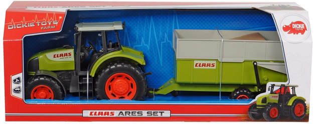 Duży traktor Claas Ares z ruchomą przyczepą 55 cm