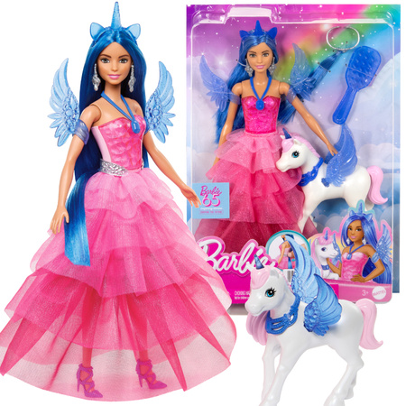 Barbie lalka Sapphire i skrzydlaty jednorożec + akcesoria Szczypta magii