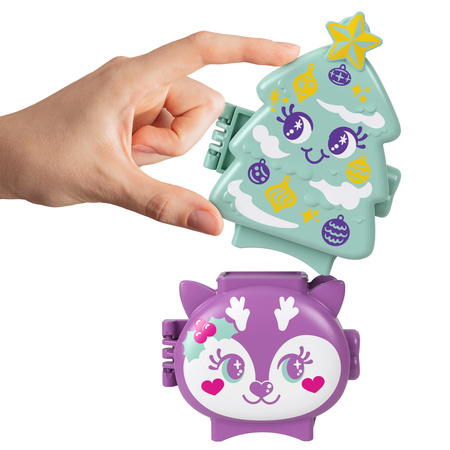 Polly Pocket zestaw kompaktowy świąteczny Holiday Connects choinka renifer + figurki