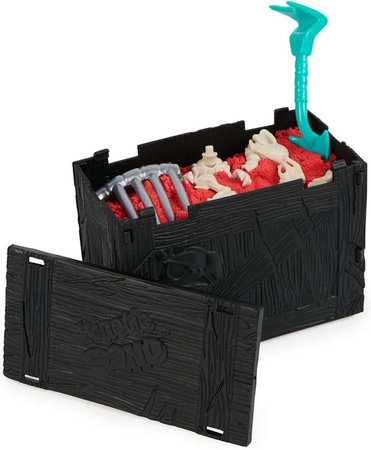 Kinetic Sand Dino XCavate zestaw poszukiwanie szkieletu dinozaura piasek i akcesoria oraz figurka Velociraptor 19 cm