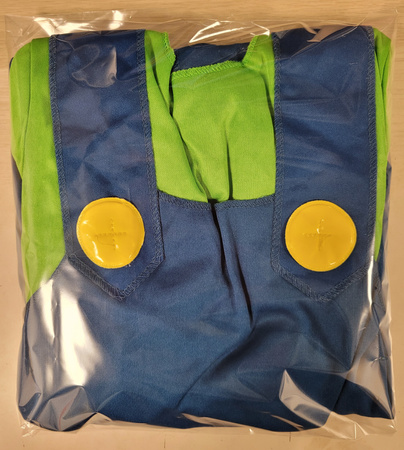 OUTLET Strój karnawałowy Super Mario dla chłopca Luigi kostium przebranie 134-146 cm (10-12 lat) PO ZWROCIE