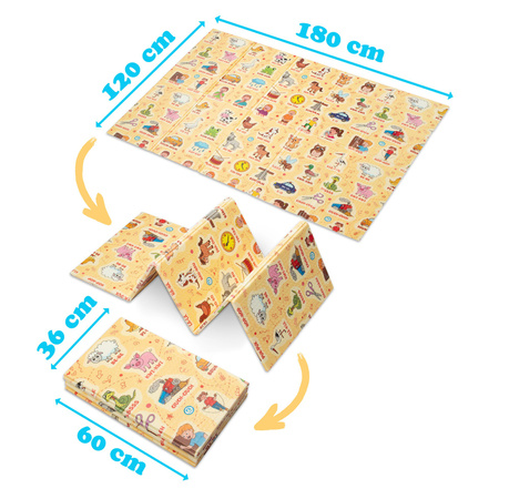 Humbi Gruba Mata Edukacyjna 2w1 z pianki XPE 180x120cm Onomatopeje polski alfabet odgłosy zwierząt nauka dźwięków