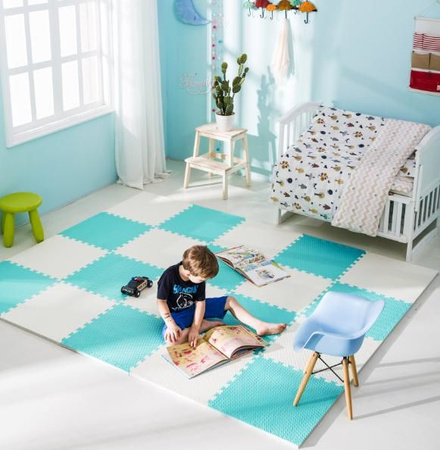 Humbi Puzzle piankowe Mata piankowa 62x62x1 cm 4 szt Kremowo - Miętowa