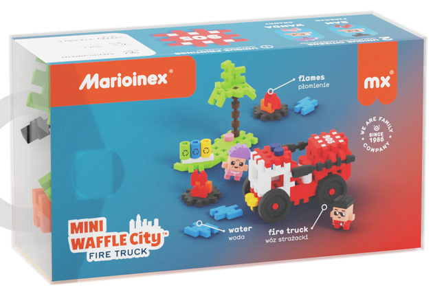 Klocki konstrukcyjne Mini Waffle City Wóz Strażacki 80 elementów Marioinex