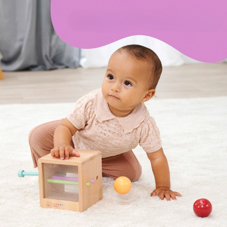 Montessori Drewniana Kostka z Kulkami Układanka dla Dzieci 6 elementów