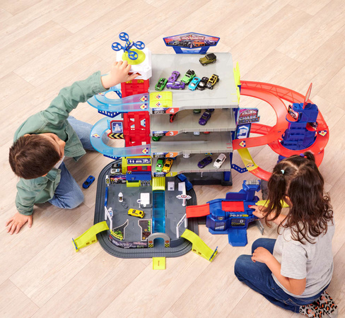 Duży Zestaw Garaż Parking samochodowy Super Centrum Pościgu + 24 kolorowe auta Światło Dźwięk