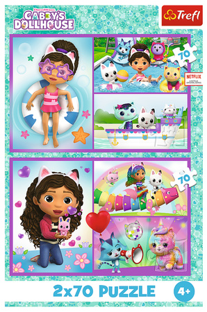 Puzzle Trefl 2 x 70 Koci Domek Gabi Baw się z Gabi Gabby's Dollhouse
