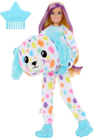 Barbie Cutie Reveal Lalka Dalmatyńczyk niespodzianka w kostiumie pieska + figurka i akcesoria
