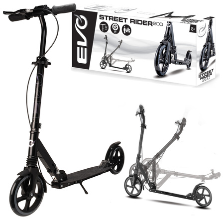 OUTLET Evo Składana Dwukołowa Hulajnoga Miejska Street Rider 200 Czarna 8+ PO ZWROCIE