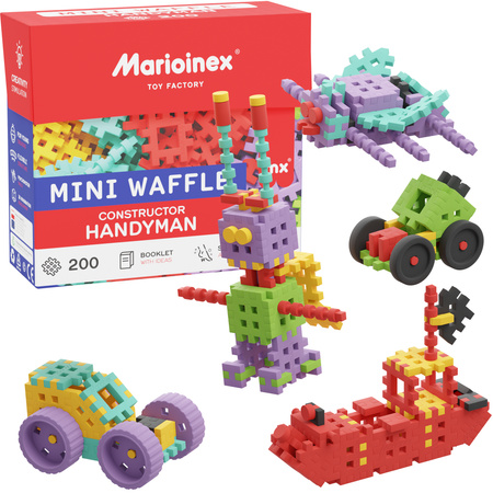 Klocki konstrukcyjne Mini Waffle zestaw Konstruktor Majster 200 elementów Marioinex