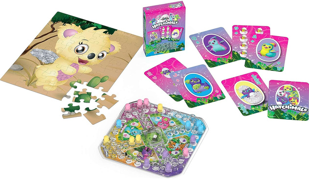OUTLET Gra planszowa Chińczyk Hatchimals 3W1 Puzzle Spin Master USZKODZONE OPAKOWANIE