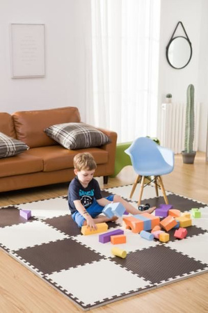 Humbi mata piankowa puzzle piankowe fitness wodoodporne pod basen 8 szt. krzemowo-brązowy 240 x 120 x 1 cm