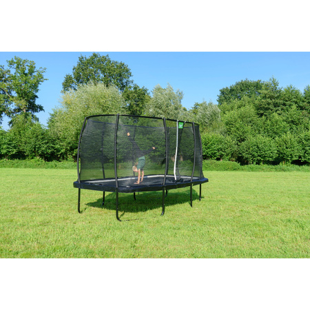 Trampolina ogrodowa z siatką zabezpieczającą na nóżkach Allure Classic 214x366 cm zielona