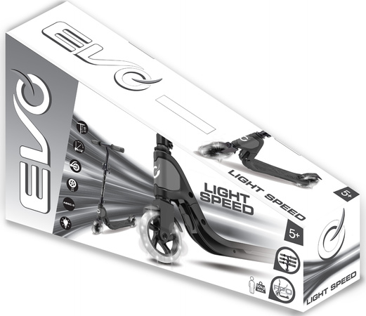 Evo Składana Regulowana Hulajnoga dla Dzieci Light Speed Czarny Świecące Kółka