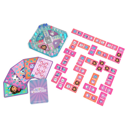 Koci Domek Gabi zestaw gier 3w1 Domino Pop-up Karty Jumbo oraz drewniane puzzle 4 układanki