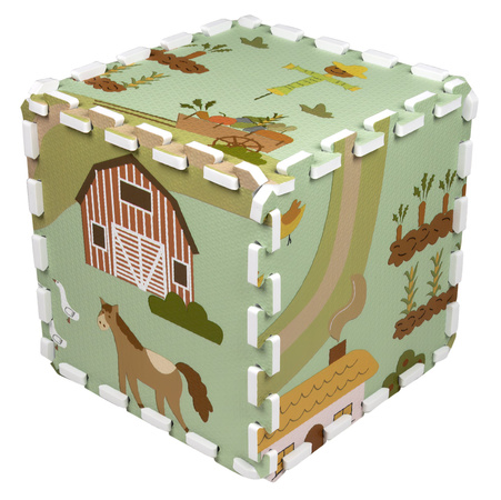 Mata podłogowa edukacyjna 180x90 Grube puzzle piankowe 18 szt. Humbi Wiejskie drogi Wieś ulice Farma Gospodarstwo