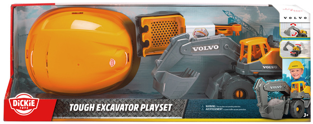 Zestaw Volvo Pojazd budowlany Koparka Auto Akcesoria + Kask Ochronny