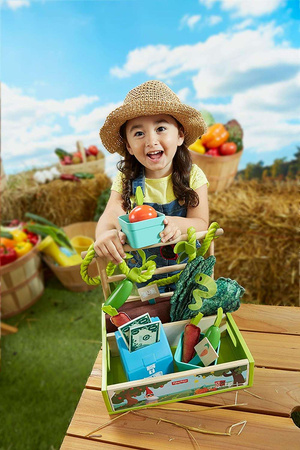 Supermarket Sklep Stragan Dla Dzieci Drewniany Kasa Owoce + Akcesoria Fisher-Price