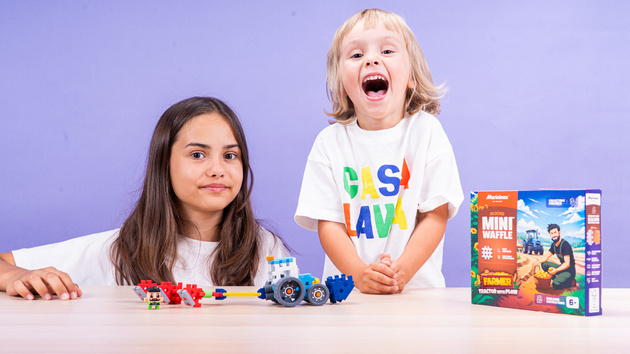 Klocki konstrukcyjne Mini Waffle Farmer Ładowarka czołowa 50 elementów Marioinex