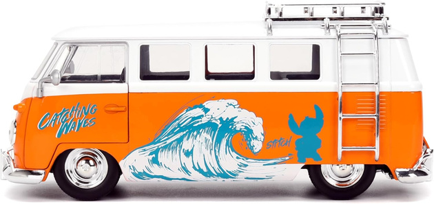 Stitch Disney zestaw figurka 4 cm + pojazd Volkswagen T1 1:24