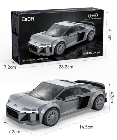 Klocki konstrukcyjne CaDA wyścigówka Samochód wyścigowy Audi R8 Coupe Auto sportowe 199 elementów