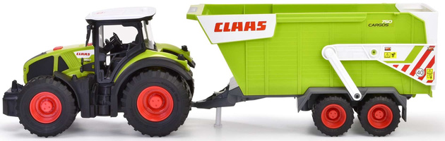 Duży interaktywny traktor ciągnik z przyczepą Claas światło/dźwięk 64 cm