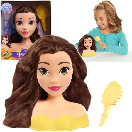 Lalka Głowa do czesania i stylizacji włosów Księżniczka Disney Bella Piękna i Bestia +szczotka