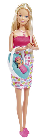 Zestaw dwie lalki Lalka Steffi w ciąży z dźwiękiem i Ken Kevin w modnym ubranku Cool 29 cm z bobaskiem, nosidełkiem i akcesoriami