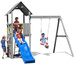 Plac zabaw drewniany ogrodowy szary Carol 2 G domek, zjeżdżalnia, huśtawka, ścianka, drabinka