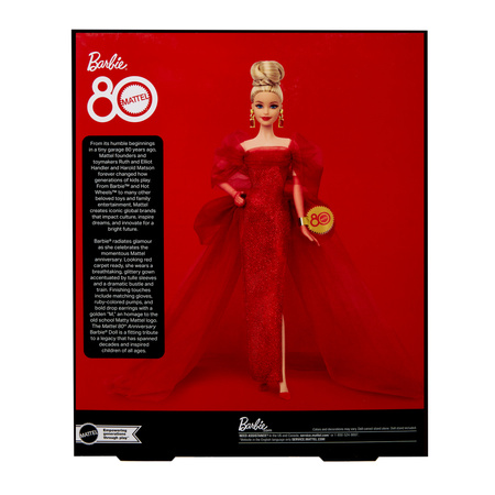 Barbie Lalka Kolekcjonerska Signature 80 rocznica Mattel czerwona sukienka