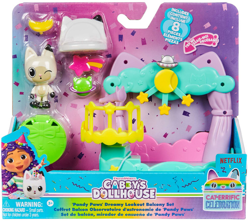 Gabby's Celebration Dollhouse Koci Domek Gabi zestaw Pandy Paws Balkon Kiciusia Pandusia + akcesoria