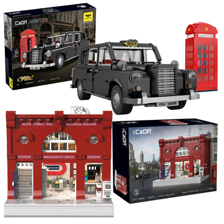 Klocki CaDA Master auto pojazd LEVC London Taxi londyńska taksówka + Londyn Metro Underground 3707 el.