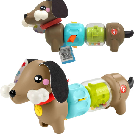 Piesek Sensoryczny Aktywizujący Jamnik zabawka dla maluchów + gryzak GRATIS