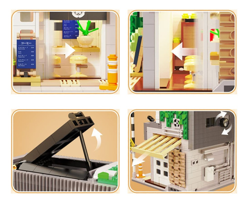 Klocki CaDA Japoński Sklep z Bułeczkami na parze Japanese Steamed Bun Shop + kawiarnia Summer Breeze Coffee Shop LED 2224 el.