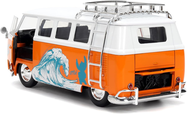 Stitch Disney zestaw figurka 4 cm + pojazd Volkswagen T1 1:24