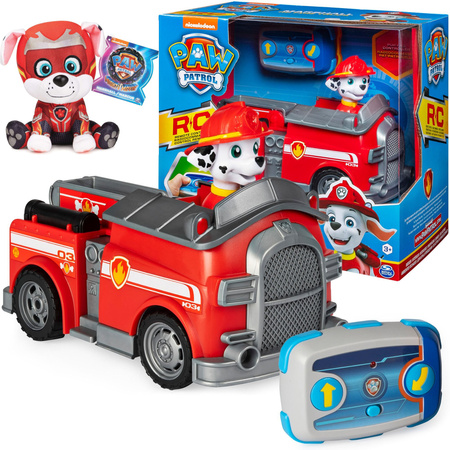 Psi Patrol Wóz strażacki Marshall zdalnie sterowany pojazd samochód auto + pilot RC + GRATIS maskotka Marshall 17 cm 