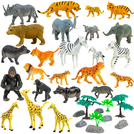 Figurki Zwierzęta Zoo Safari Dzikie Zwierzątka Duży Zestaw Figurek w pudełku 40 elementów